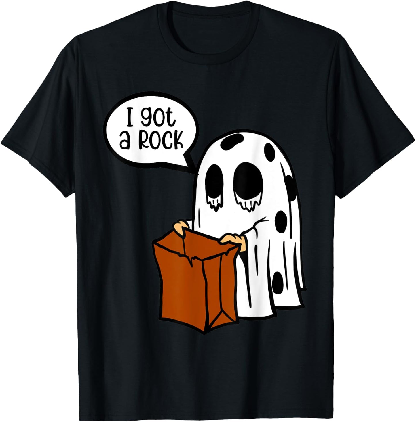Halloween I Got A Rock Ghost Costume with Brown paper bag T-Shirt - T-Shirt | Black
