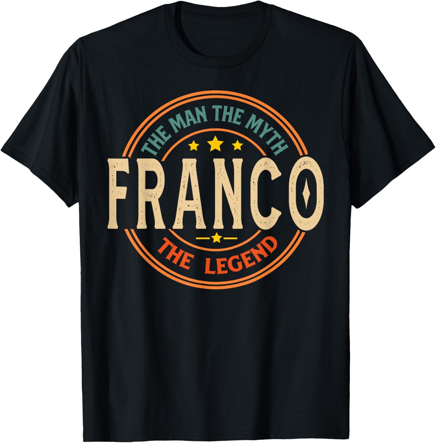 FRANCO The Man The Myth The Legend Vintage Personalized T-Shirt - T-Shirt | Black