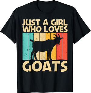 Cool Goat Design For Girls Women Goat Farmer Farming Lovers T-Shirt - T-Shirt | Black