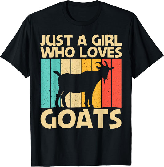 Cool Goat Design For Girls Women Goat Farmer Farming Lovers T-Shirt - T-Shirt | Black