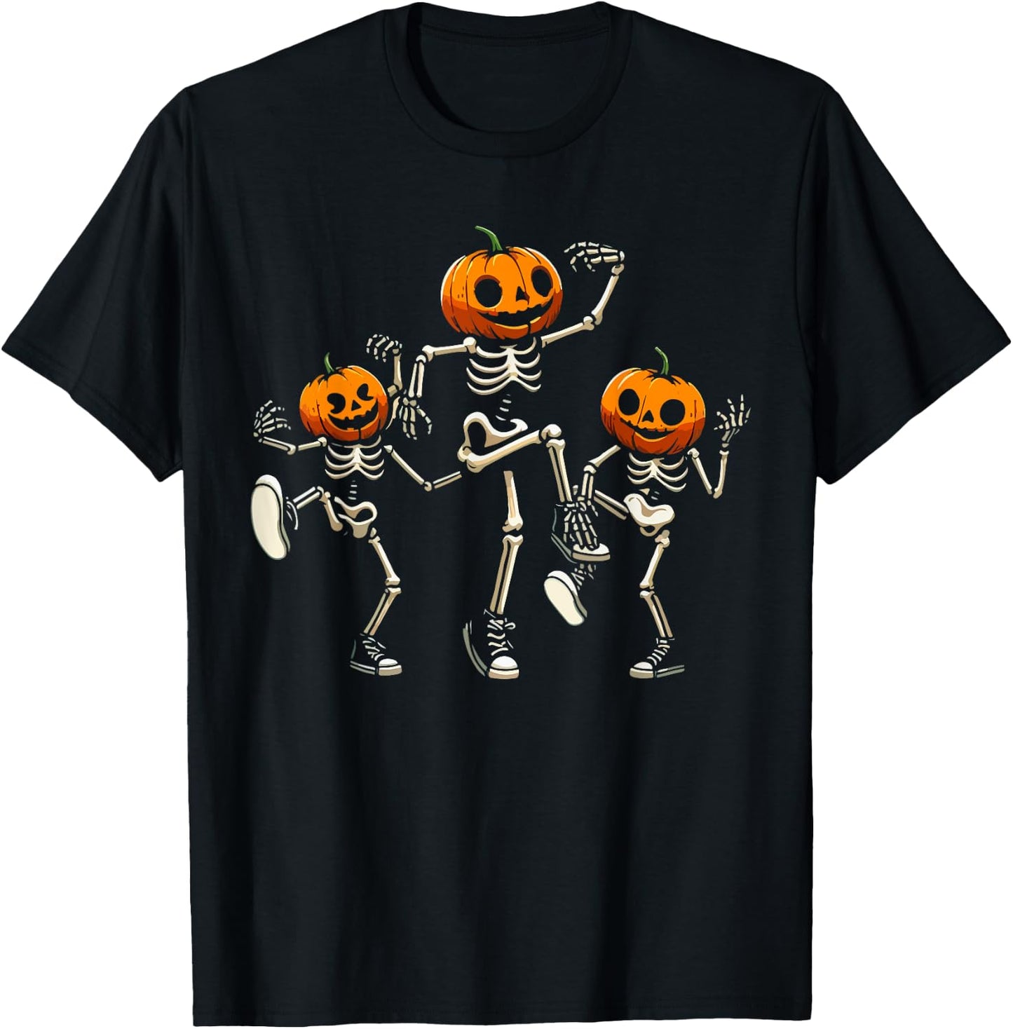 Dancing Skeleton Pumpkin Head Halloween Costume Women Men T-Shirt - T-Shirt | Black