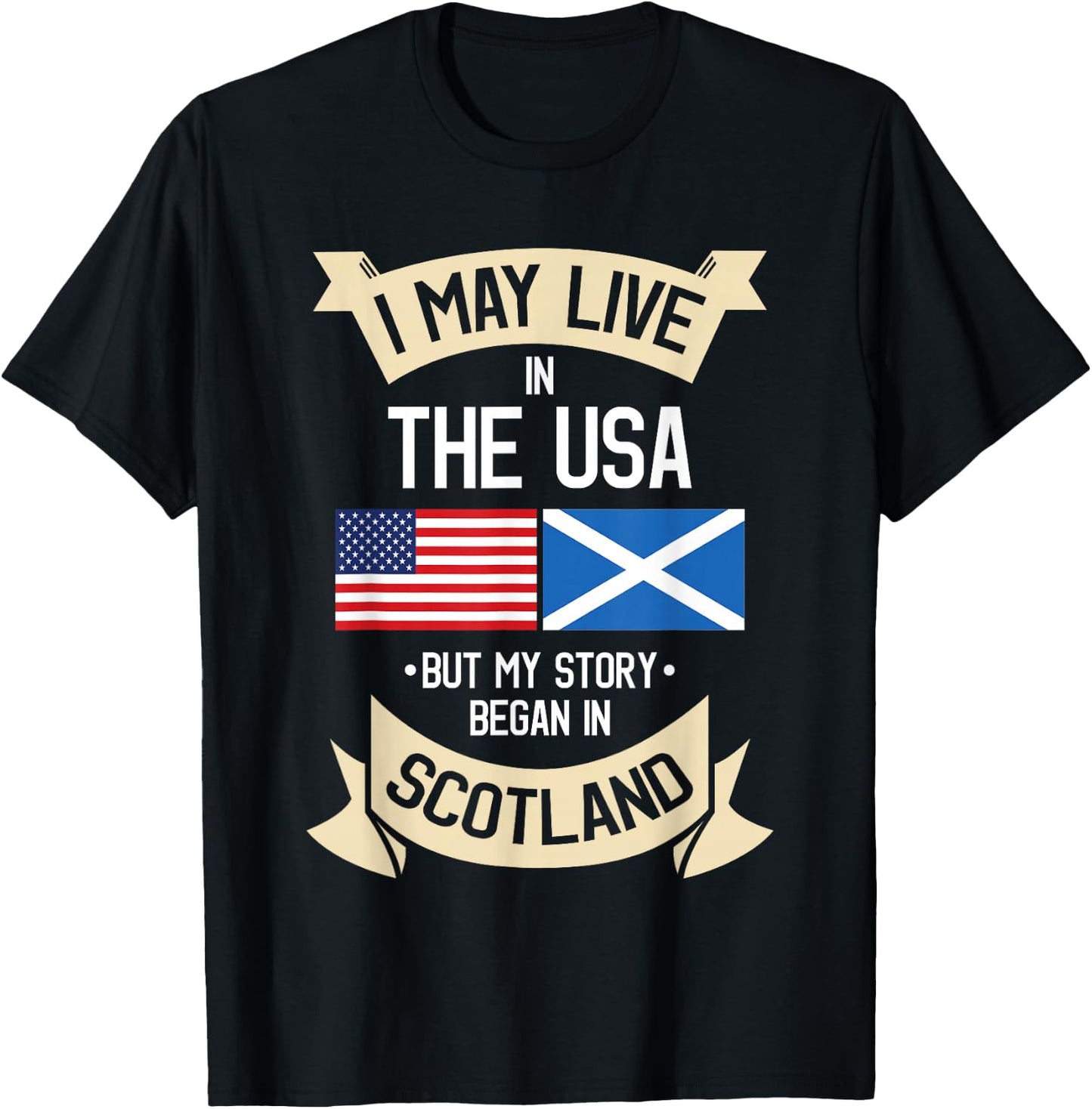 Scotland American Flag USA Scottish Roots Gifts T-Shirt - T-Shirt | Black