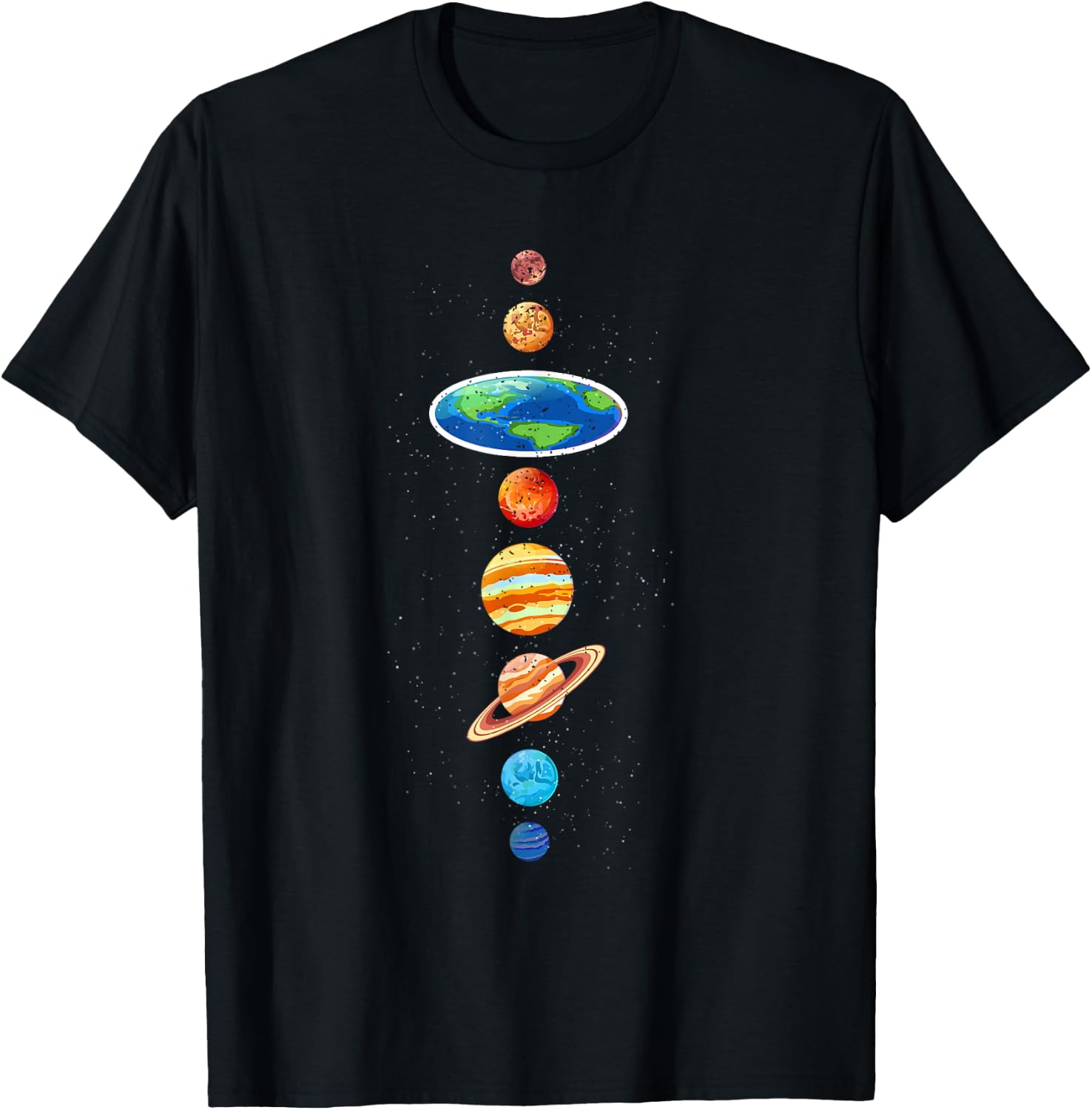 Flat Earth Conspiracy - Solar System Planets - Flat Earther T-Shirt - T-Shirt | Black