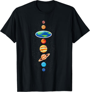 Flat Earth Conspiracy - Solar System Planets - Flat Earther T-Shirt - T-Shirt | Black