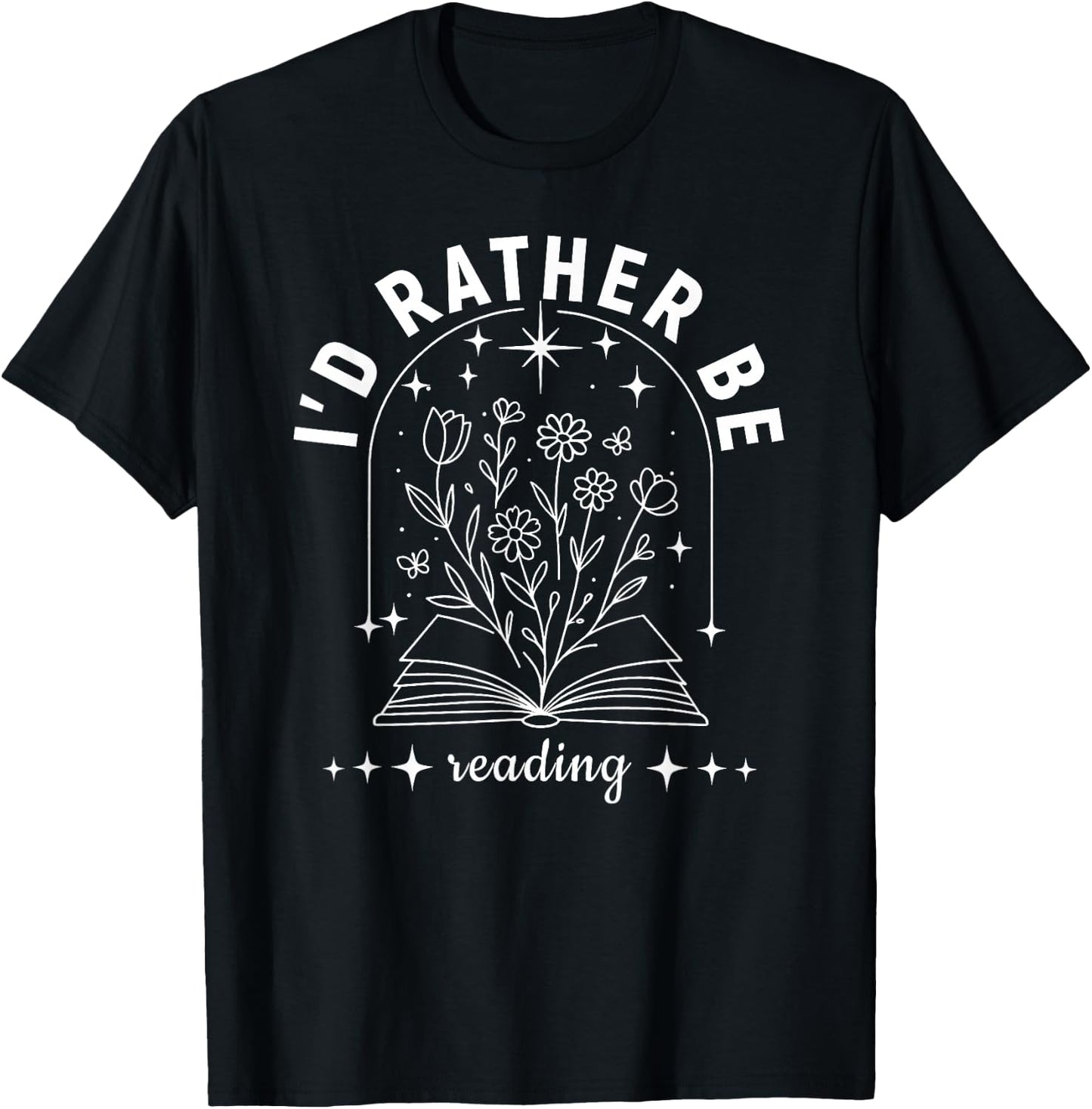 I’d Rather Be Reading | Minimal Book Lover Arch Design T-Shirt - T-Shirt | Black