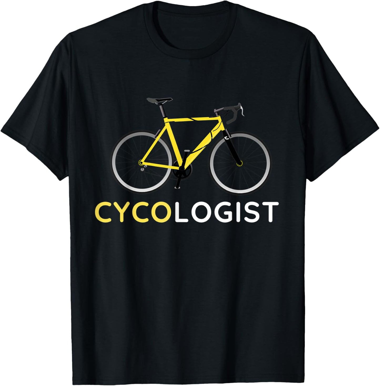 Cycologist Shirt Cycling Bicycle Cyclist Road Bike Yellow T-Shirt - T-Shirt | Black