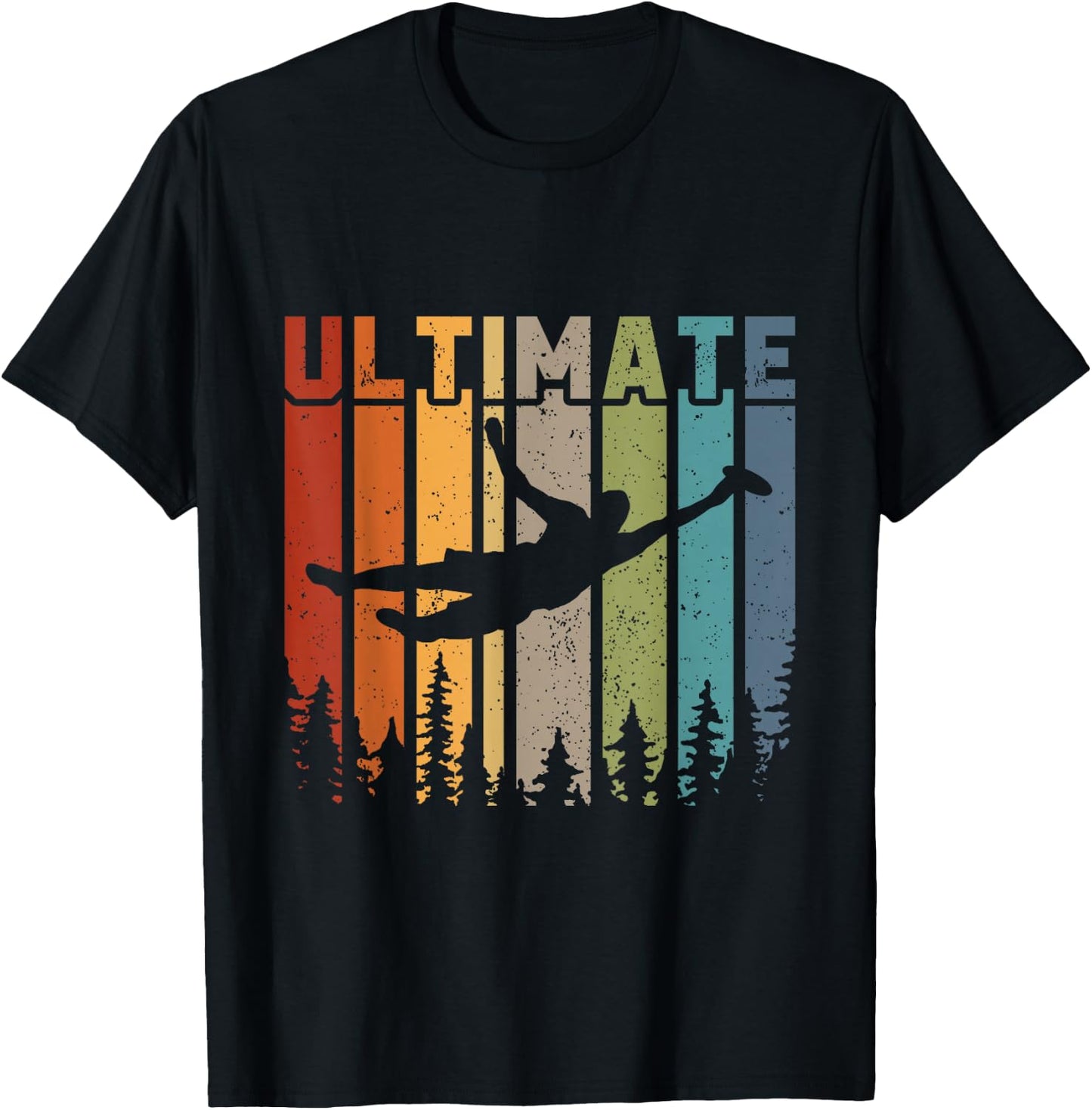 Retro Ultimate Frisbee Player Men Women Vintage Flying Disc T-Shirt - T-Shirt | Black