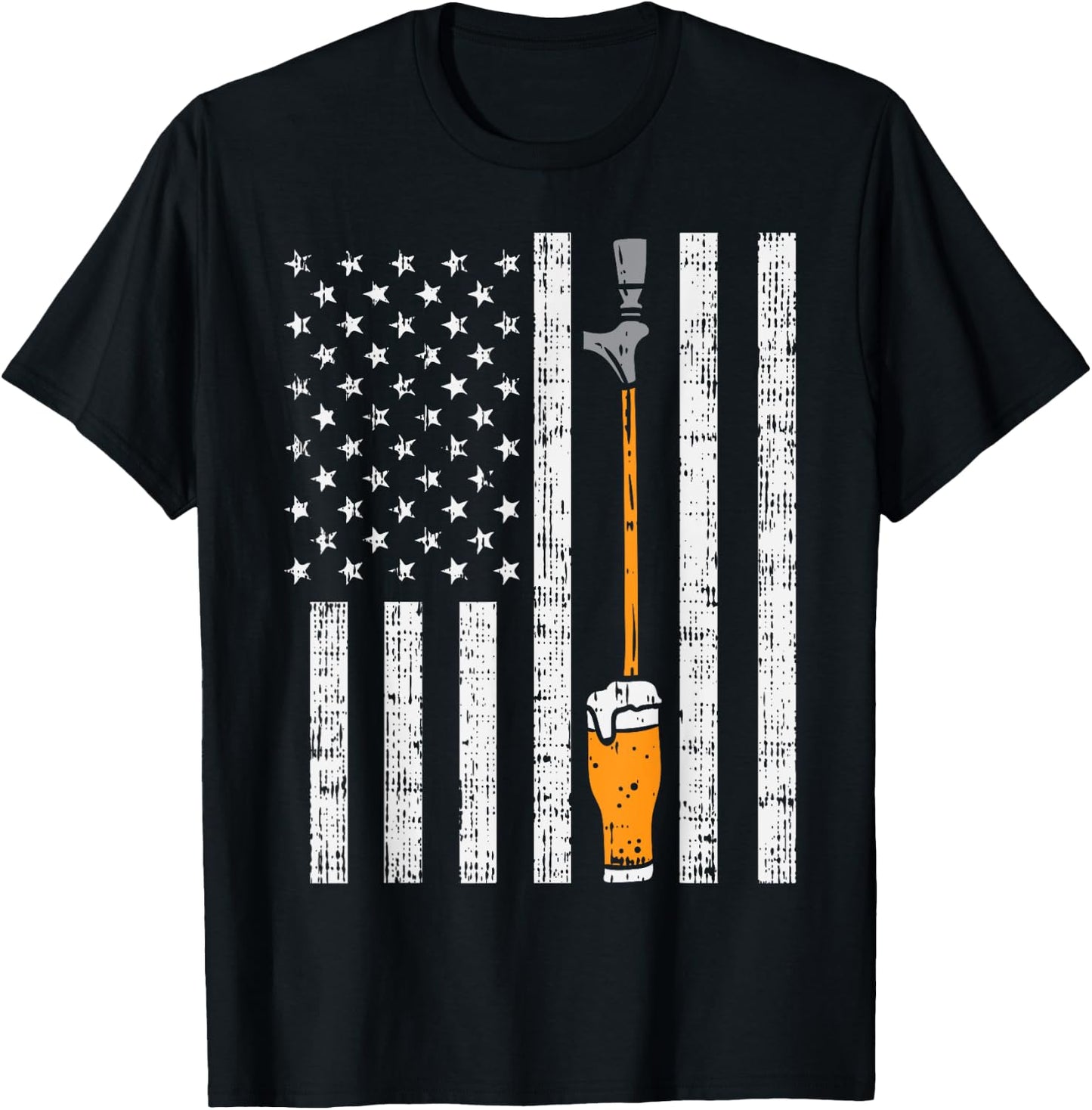 Tap Beer US Flag Fun Draft Draught Fathers Day Men Dad Gift T-Shirt - T-Shirt | Black