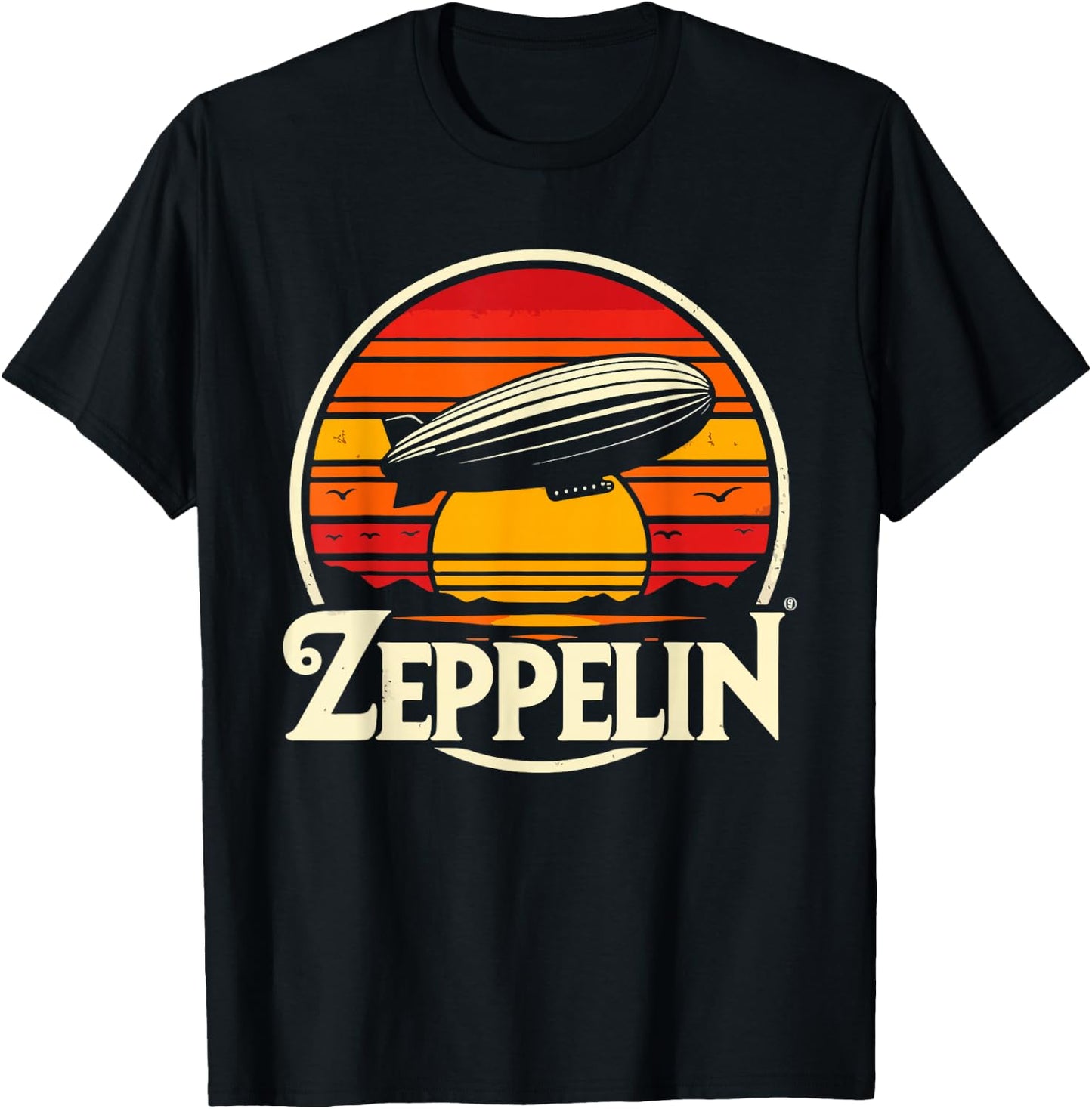 Retro Zeppelin Vintage Dirigible Airship 70s 80s Zepelin T-Shirt - T-Shirt | Black