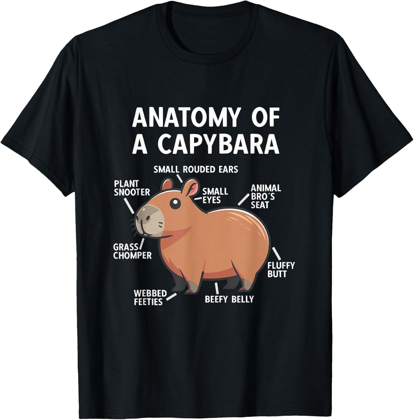 Funny Anatomy Of A Capybara T-Shirt - T-Shirt | Black