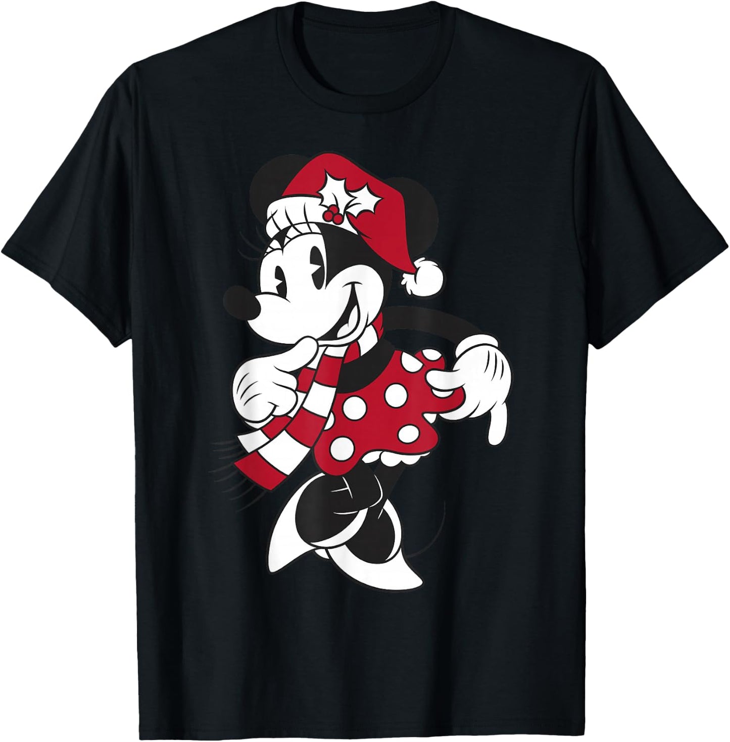 Disney Mickey & Friends Christmas Minnie Mouse Portrait T-Shirt - T-Shirt | Black