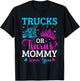 Gender Reveal Party Trucks Or Tiaras Pink Or Blue Mommy T-Shirt - T-Shirt | Black