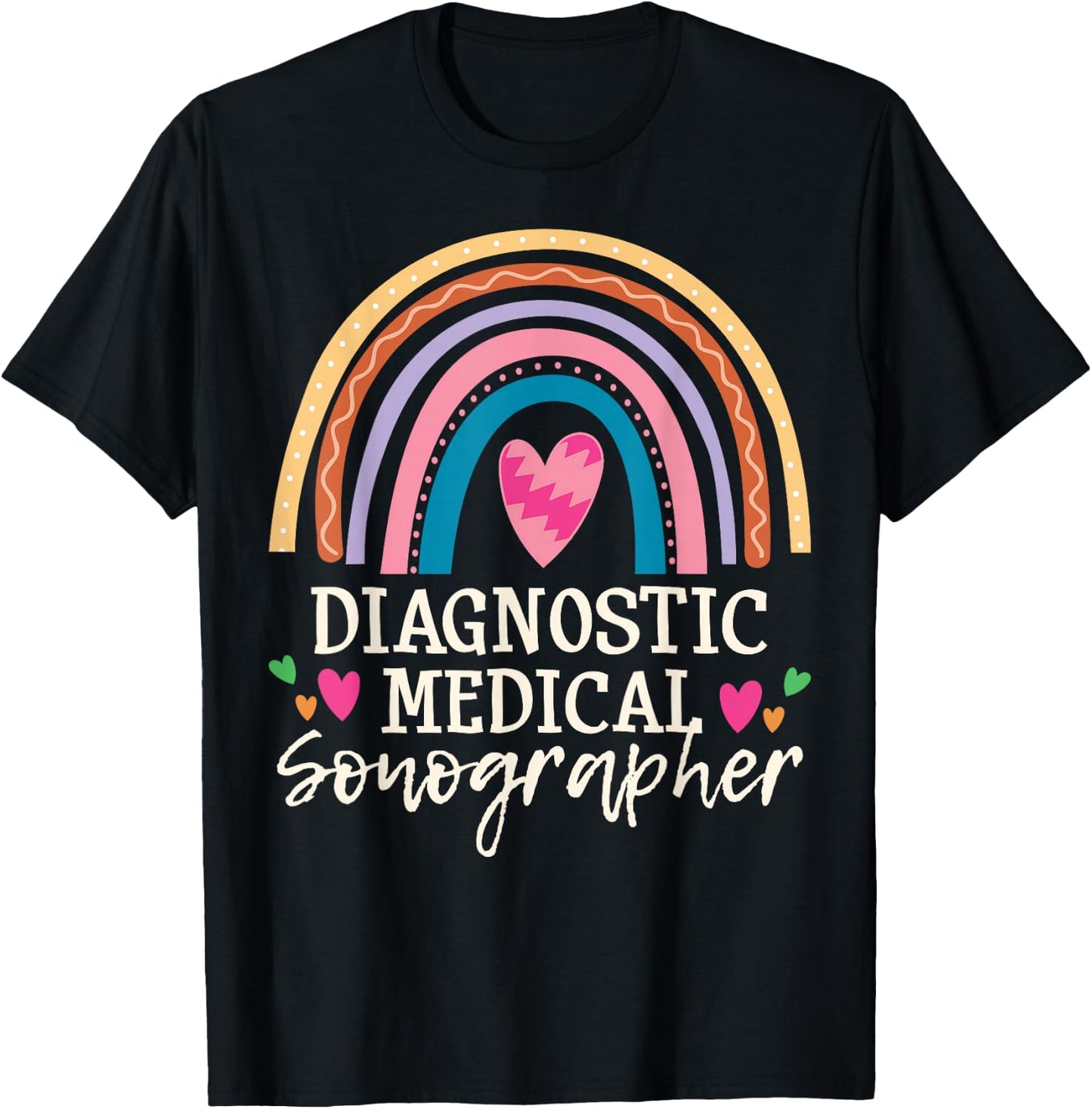 Medical Sonographer Rainbow Sonography Technician T-Shirt - T-Shirt | Black