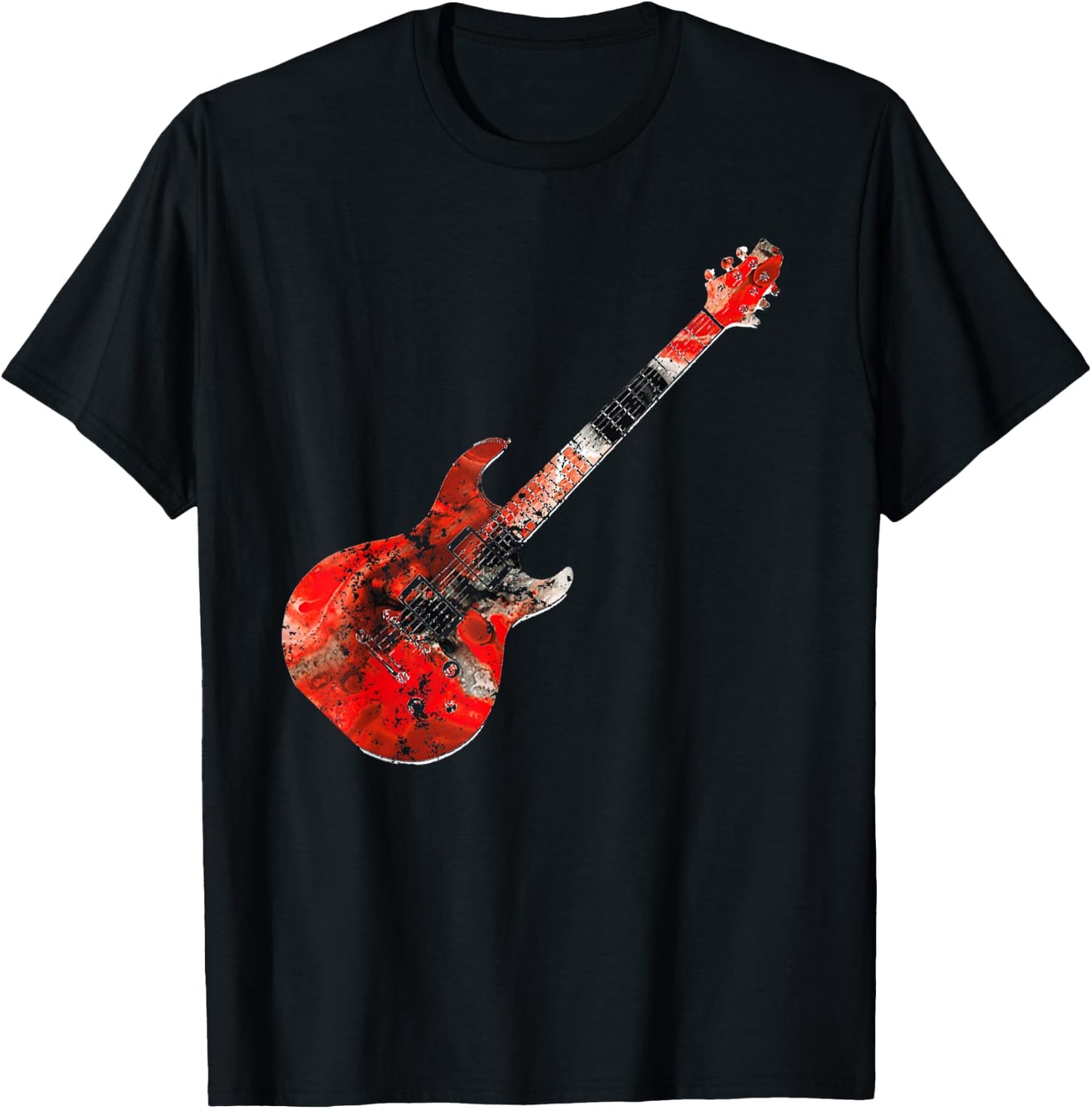 Playable Guitar Shirt Electric Guitar Colorful Abstract T-Shirt - T-Shirt | Black