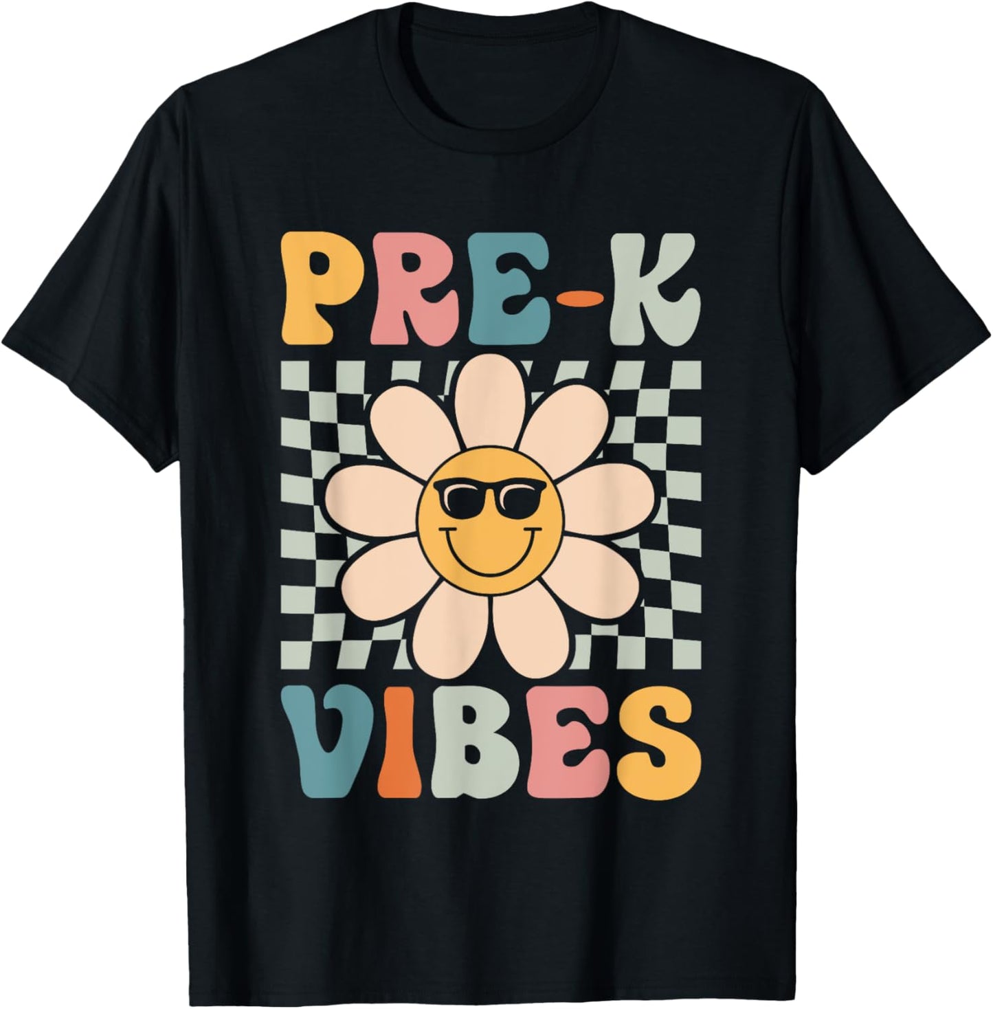Pre-K Vibes - Pre Kindergarten Team Retro 1st Day of School T-Shirt - T-Shirt | Black