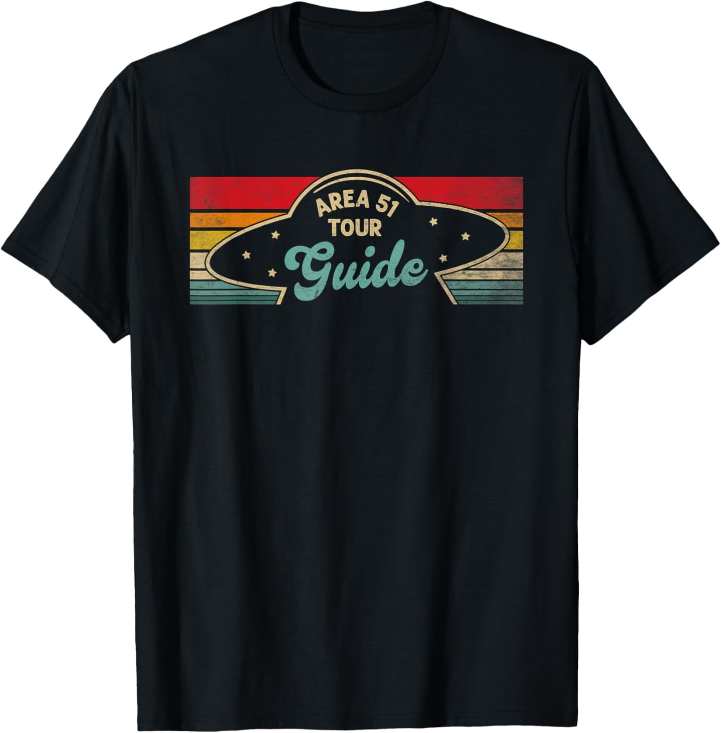 Area 51 Tour Guide UFO Abduction Retro Alien Flying Saucer T-Shirt - T-Shirt | Black