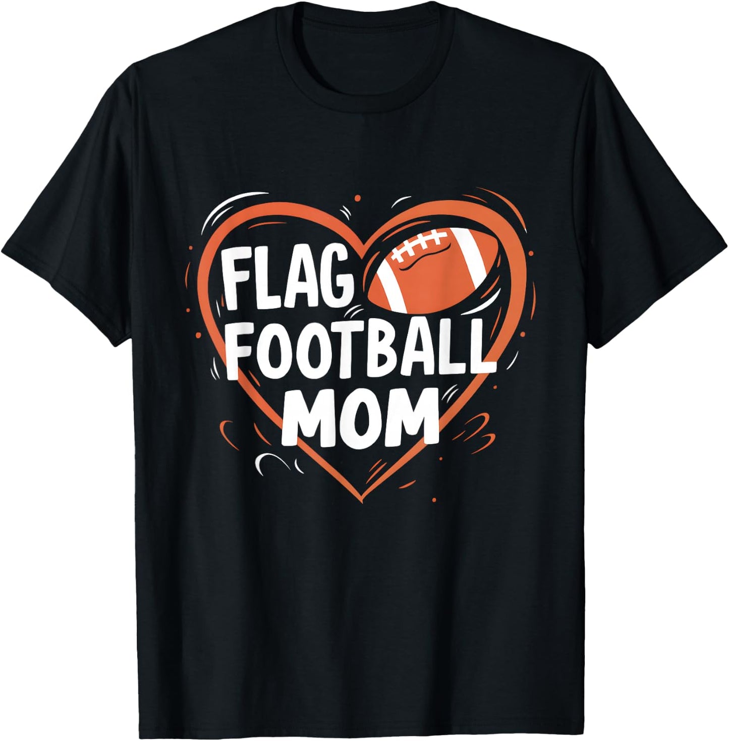 Flag Football Mom Heart Mother's Day football T-Shirt - T-Shirt | Black