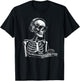 Skeleton DJ Lazy Halloween Costume Headphones Disc Jockey T-Shirt - T-Shirt | Black