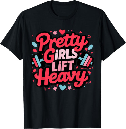 Weightlifting Fitness Gym Powerlifter Girl Pretty Girls Lift Heavy Black Women's Workout , Small T-Shirt - T-Shirt | Black