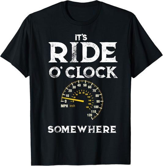 Biker Its Ride O Clock Somewhere Funny Motorcycle T-Shirt - T-Shirt | Black