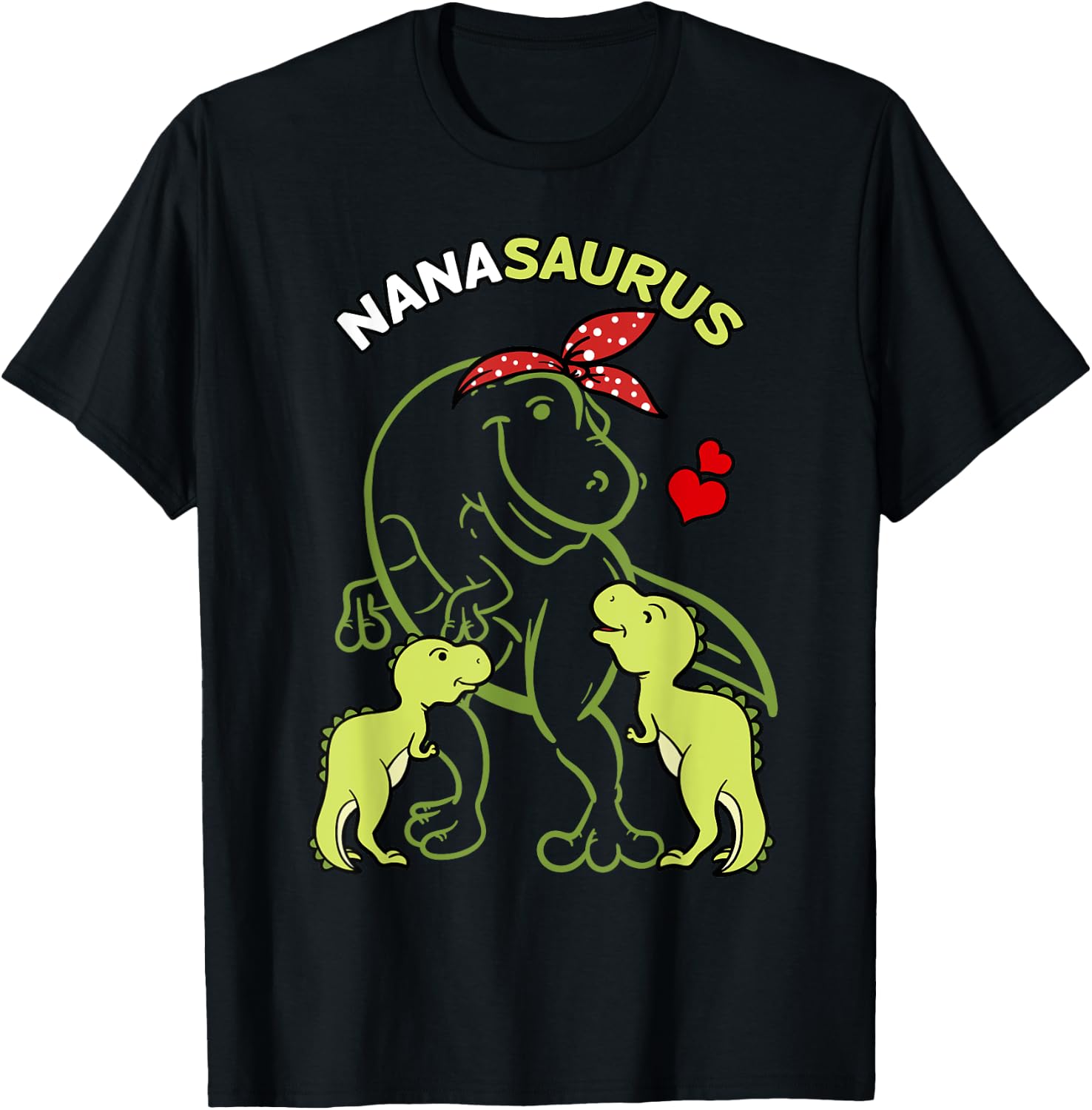 Nanasaurus Nana 2 Kids Dinosaur Mother's Day T-Shirt - T-Shirt | Black