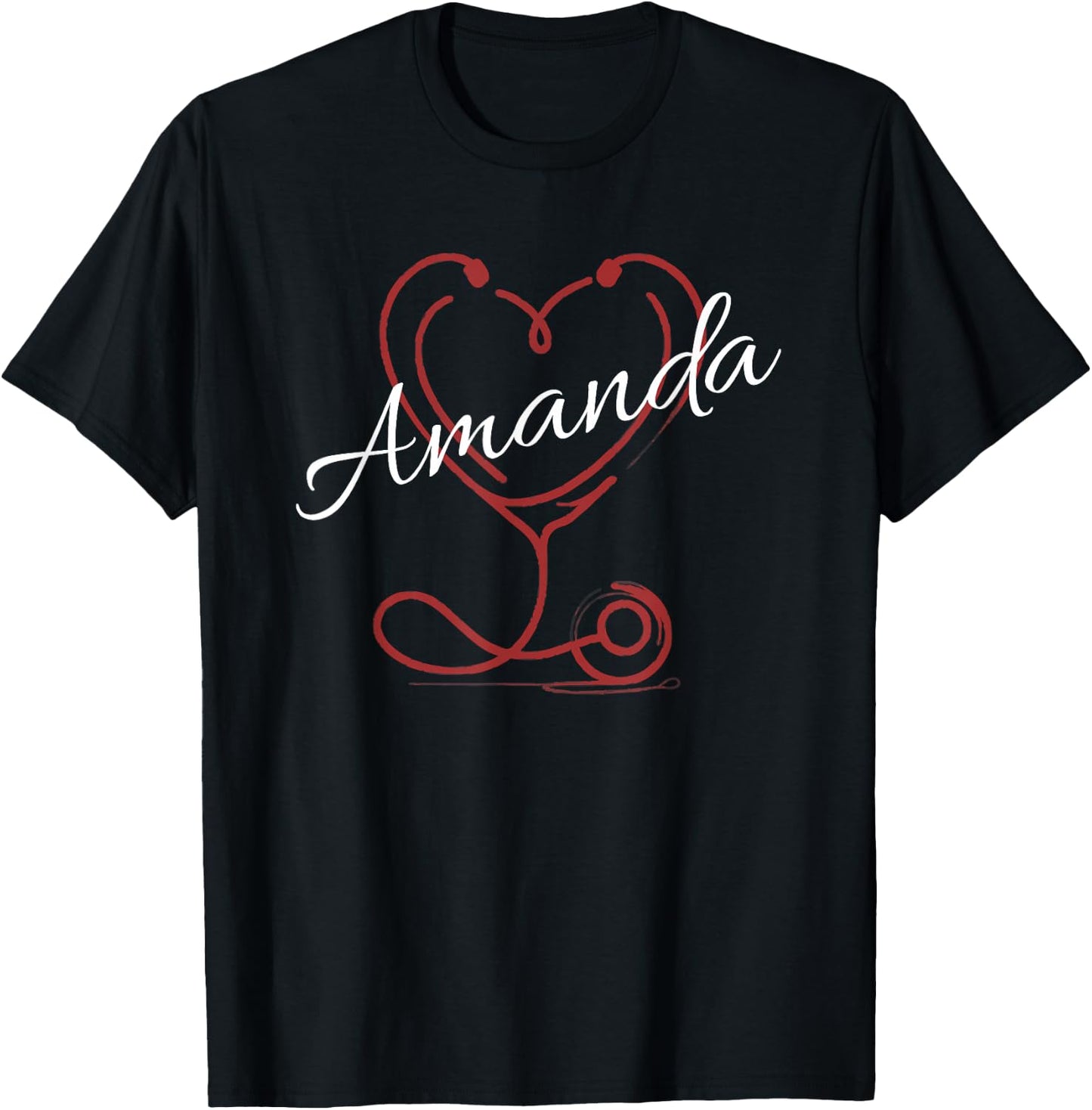 AMANDA Nurse Gift Cute Doctor Designer Personalized Nurse T-Shirt - T-Shirt | Black