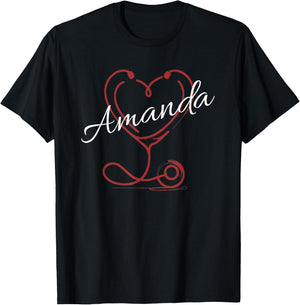 AMANDA Nurse Gift Cute Doctor Designer Personalized Nurse T-Shirt - T-Shirt | Black