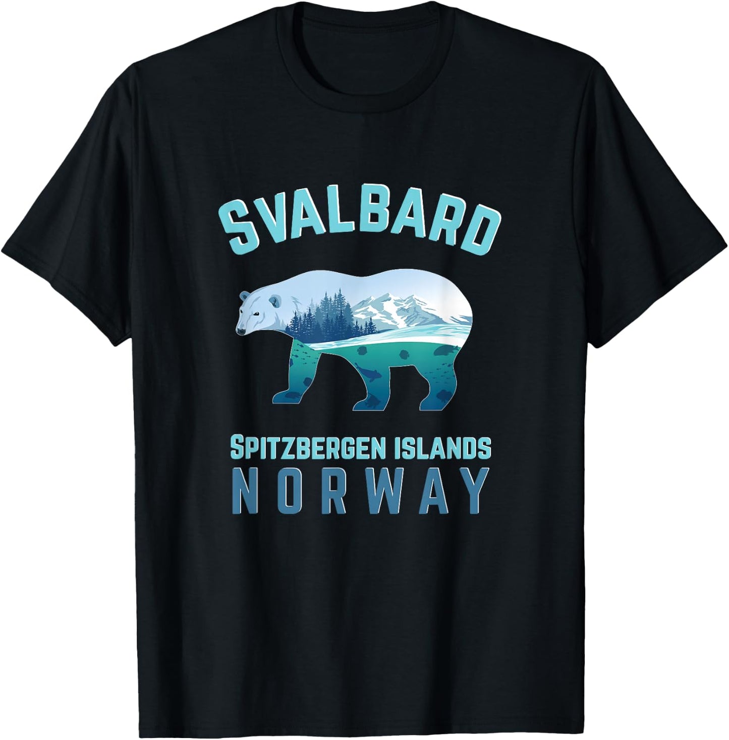 Svalbard Spitzbergen Islands Norway Fjords with Polar Bear T-Shirt - T-Shirt | Black