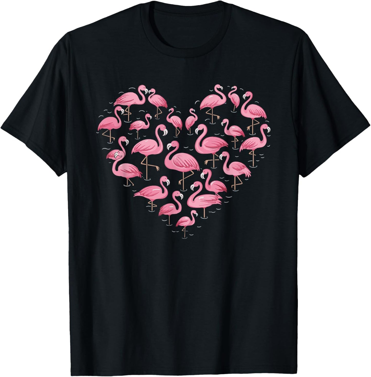 Flamingo Heart T-Shirt - T-Shirt | Black