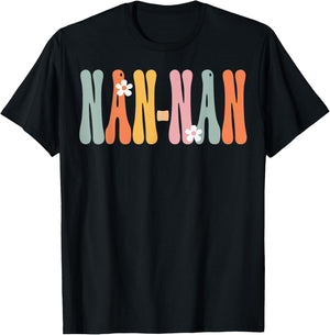 NorthPole Attire NAN-NAN Retro Groovy Mom Cute Mother's Day Funny Grandma T-Shirt - T-Shirt | Black