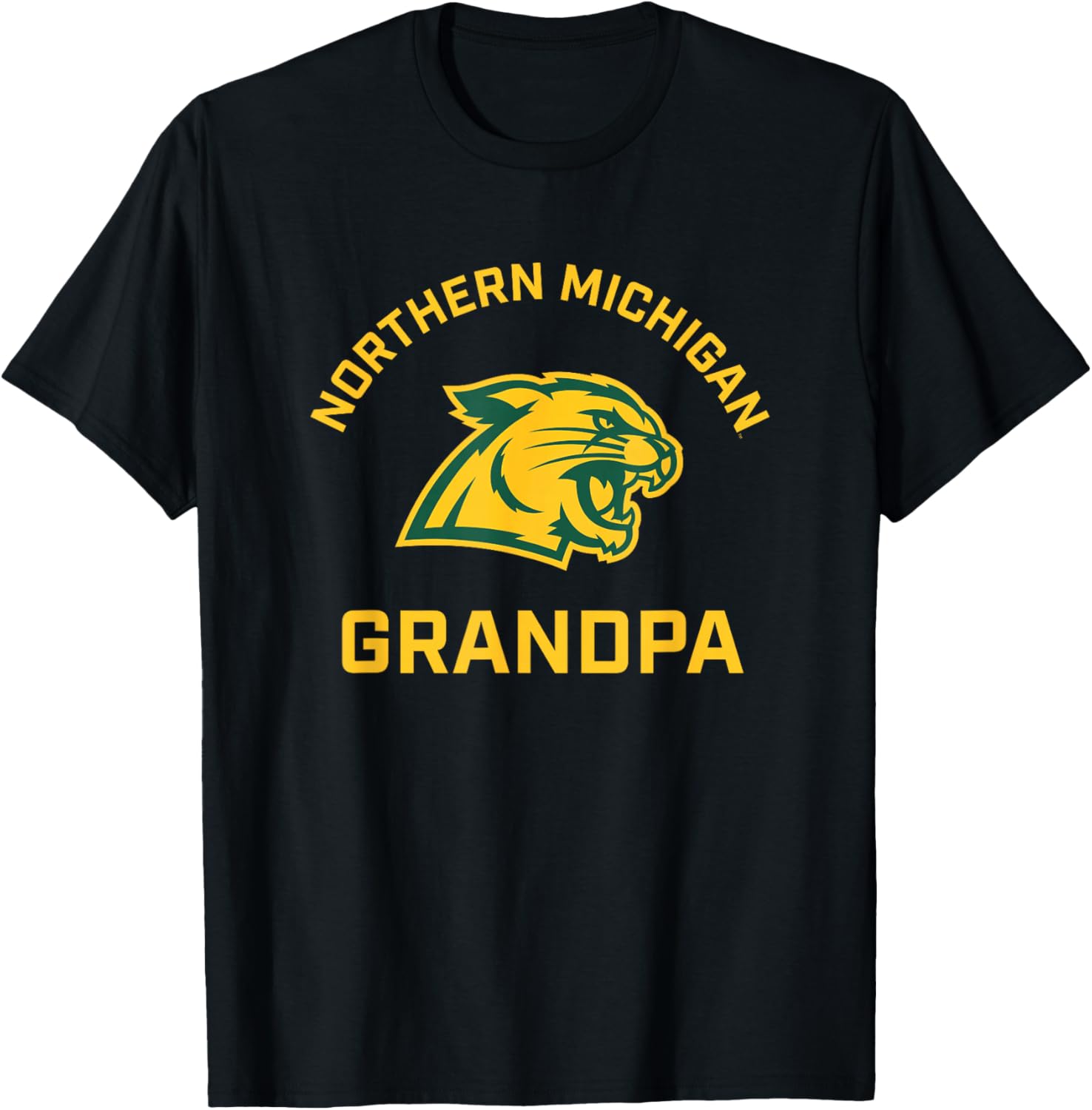 Northern Michigan University NMU Wildcats Arched Grandpa T-Shirt - T-Shirt | Black