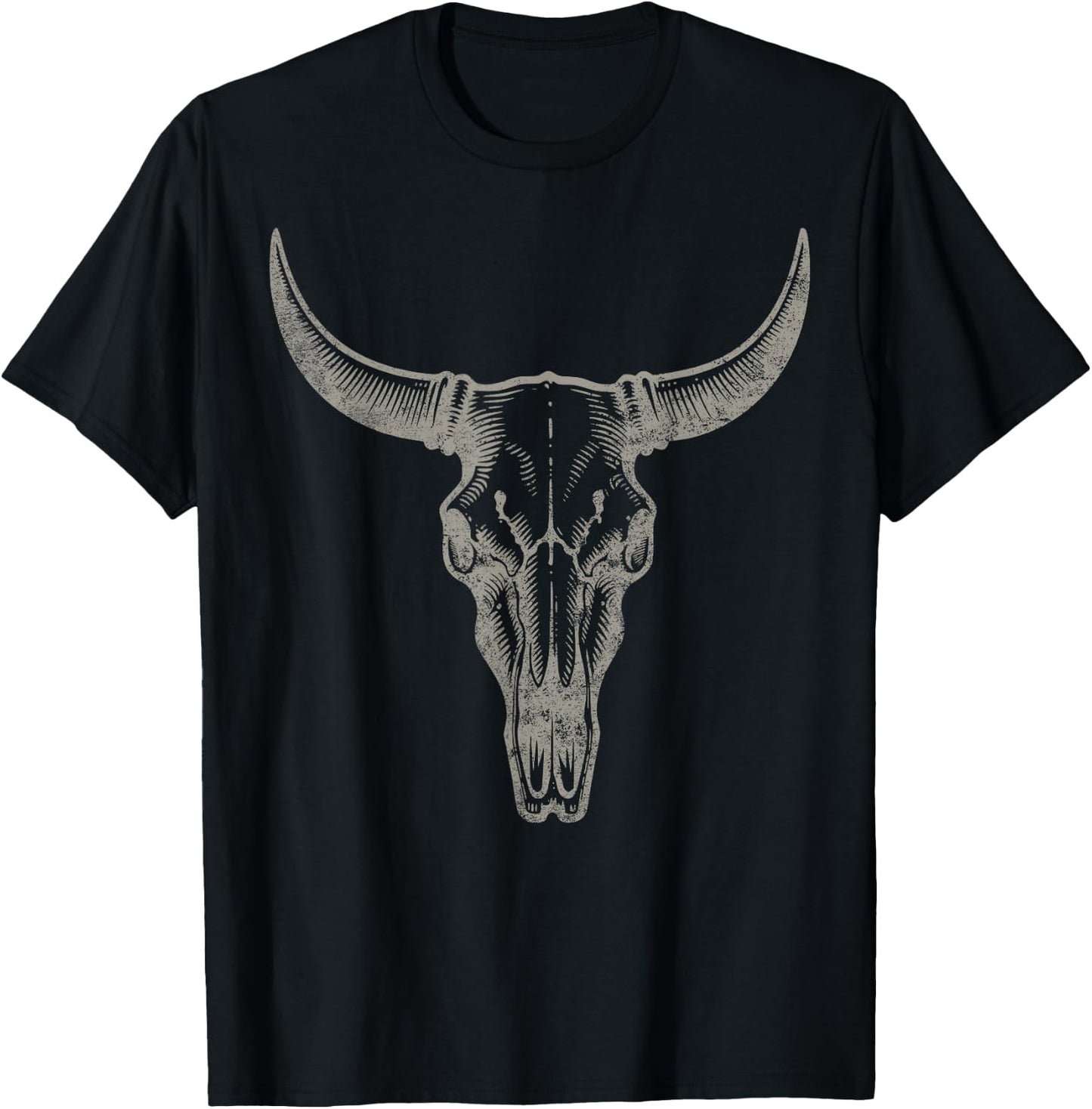 Cowgirl Cowboy Vintage Women Men Western Cow Skull Graphic T-Shirt - T-Shirt | Black