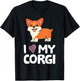 I Love My Corgi Dog Funny Welsh Corgi Owner T-Shirt - T-Shirt | Black