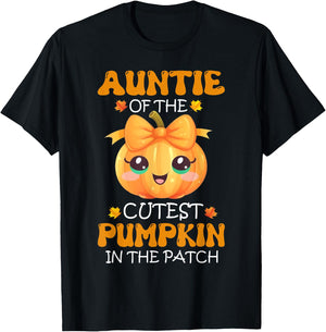 Auntie Of The Cutest Pumpkin In The Patch Halloween T-Shirt - T-Shirt | Black