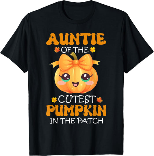 Auntie Of The Cutest Pumpkin In The Patch Halloween T-Shirt - T-Shirt | Black