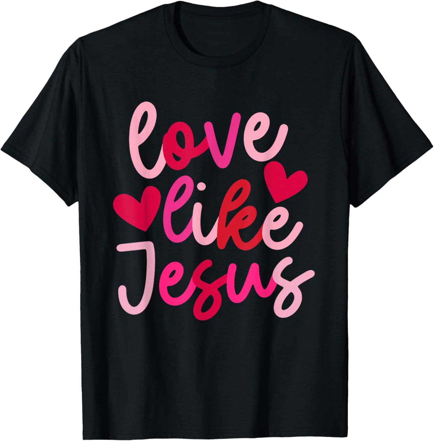 IZI POD Retro Love Like Jesus Coquette Heart Bow , -Adults, Black, Small, Short Sleeve, Valentine's Day T-Shirt - T-Shirt | Black