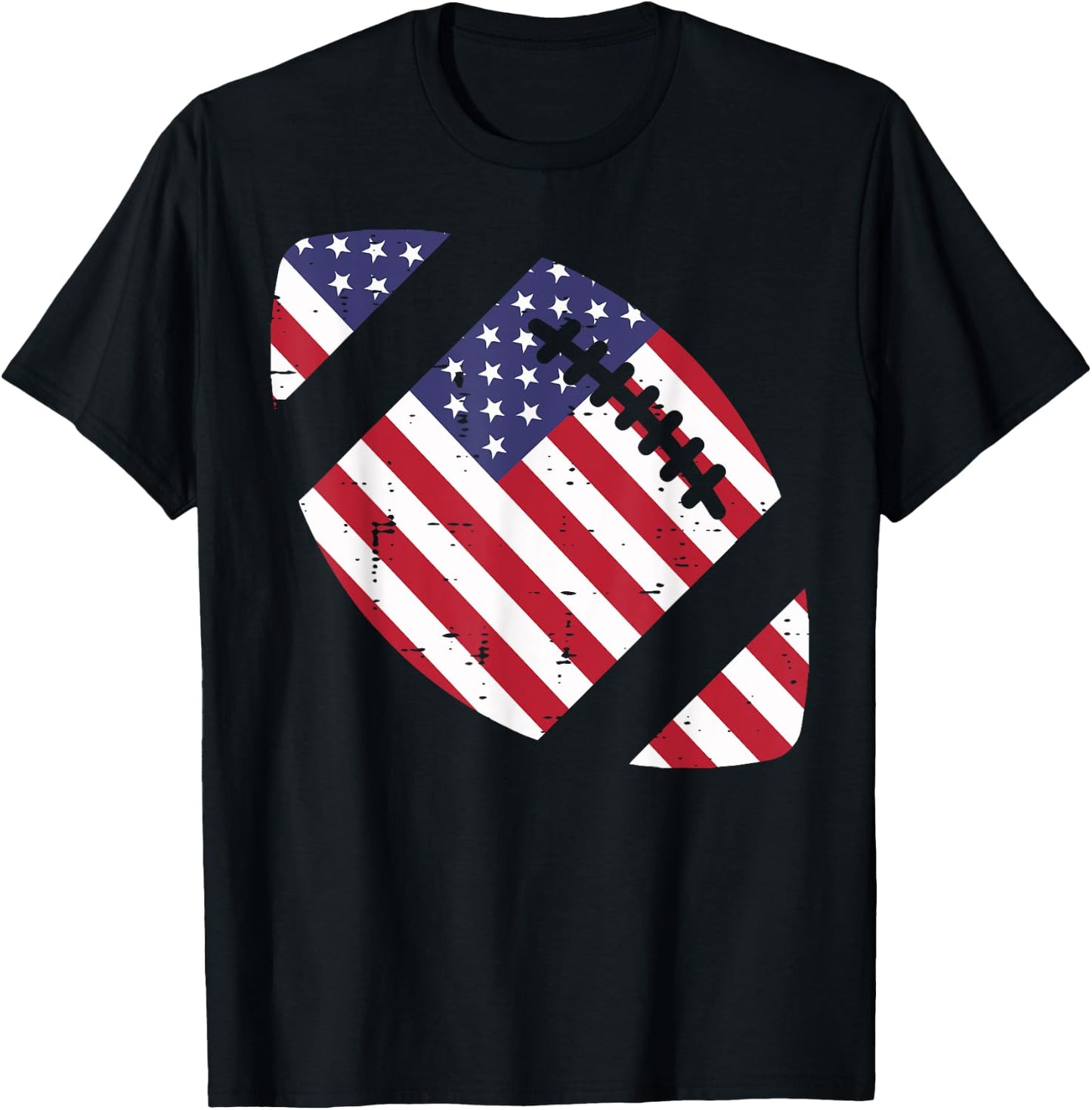 American Football US Flag Vintage 4th Of July Patriotic T-Shirt - T-Shirt | Black
