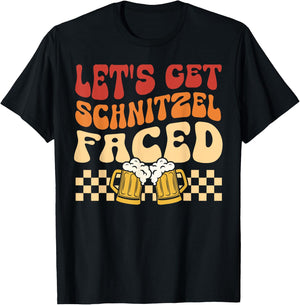 Let's Get Schnitzel Faced German Beer Oktoberfest Funny T-Shirt - T-Shirt | Black