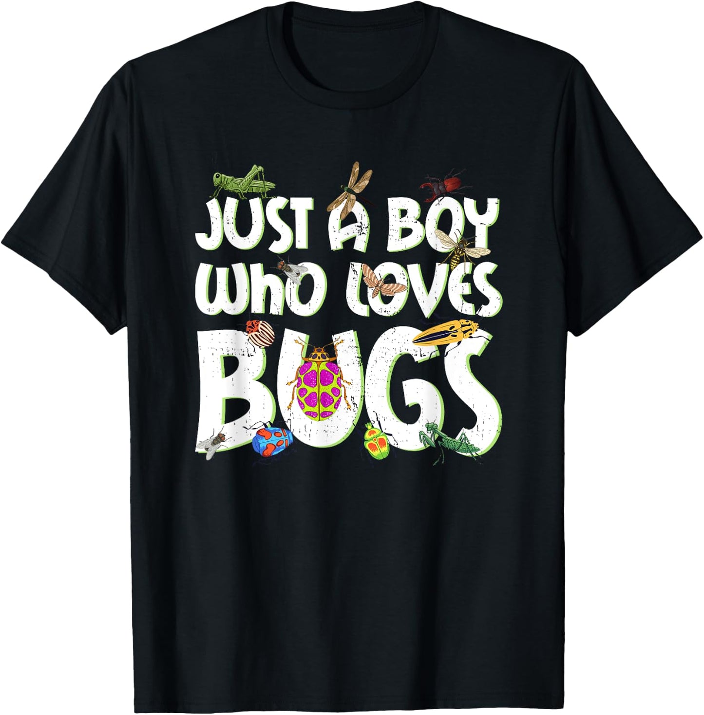 Just A Boy Who Loves Bugs Funny Kids Boys T-Shirt - T-Shirt | Black