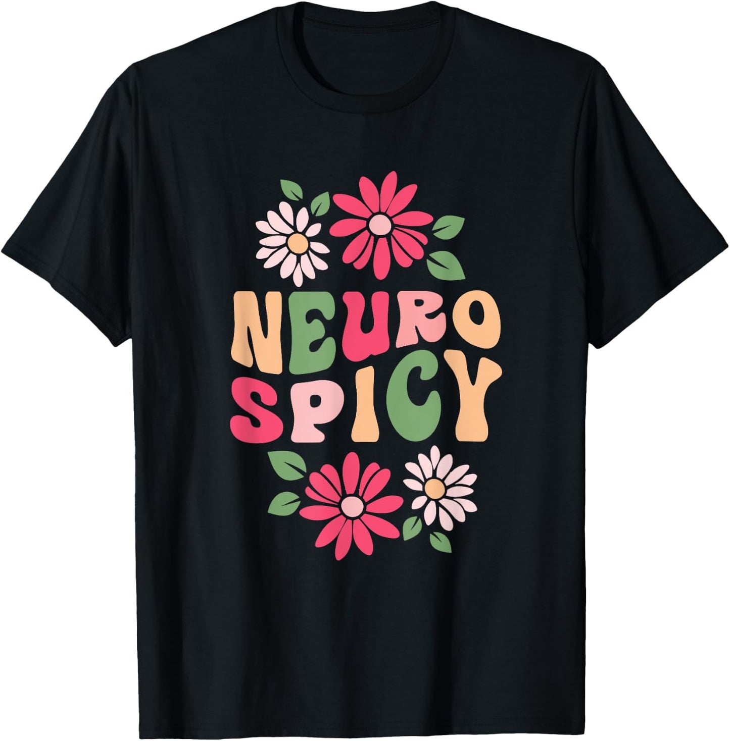 Neurospicy Retro Flower T-Shirt - T-Shirt | Black