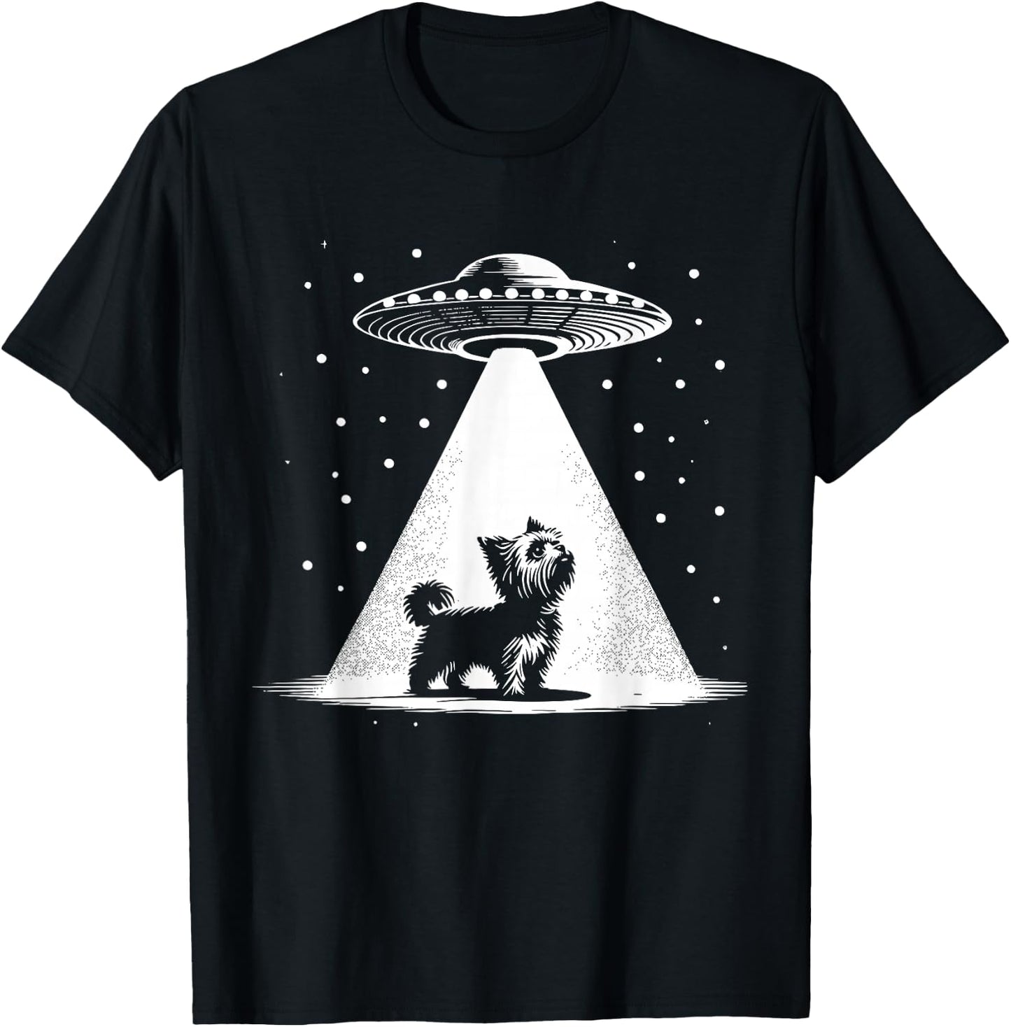 Teacup Yorkie Mom Dad Dog - Funny Alien UFO Men Women T-Shirt - T-Shirt | Black