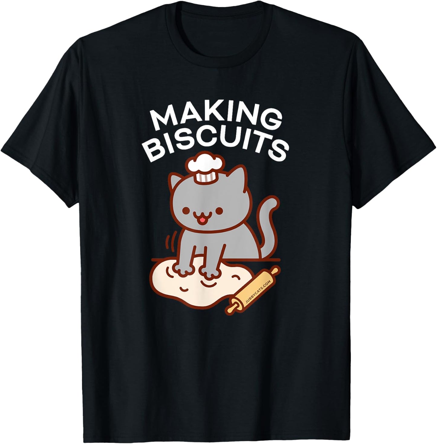 MAKING BISCUITS - Funny Cat Baker Chef T-Shirt - T-Shirt | Black