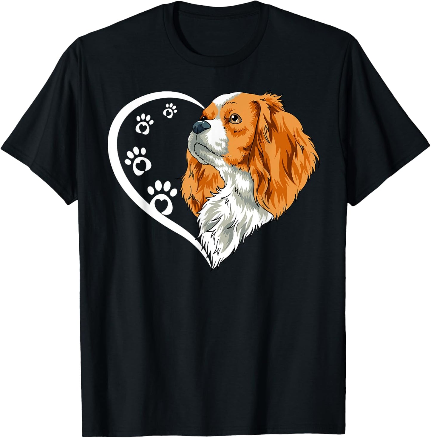 Cavalier King Charles Spaniel Shirts Girls Heart T-Shirt - T-Shirt | Black