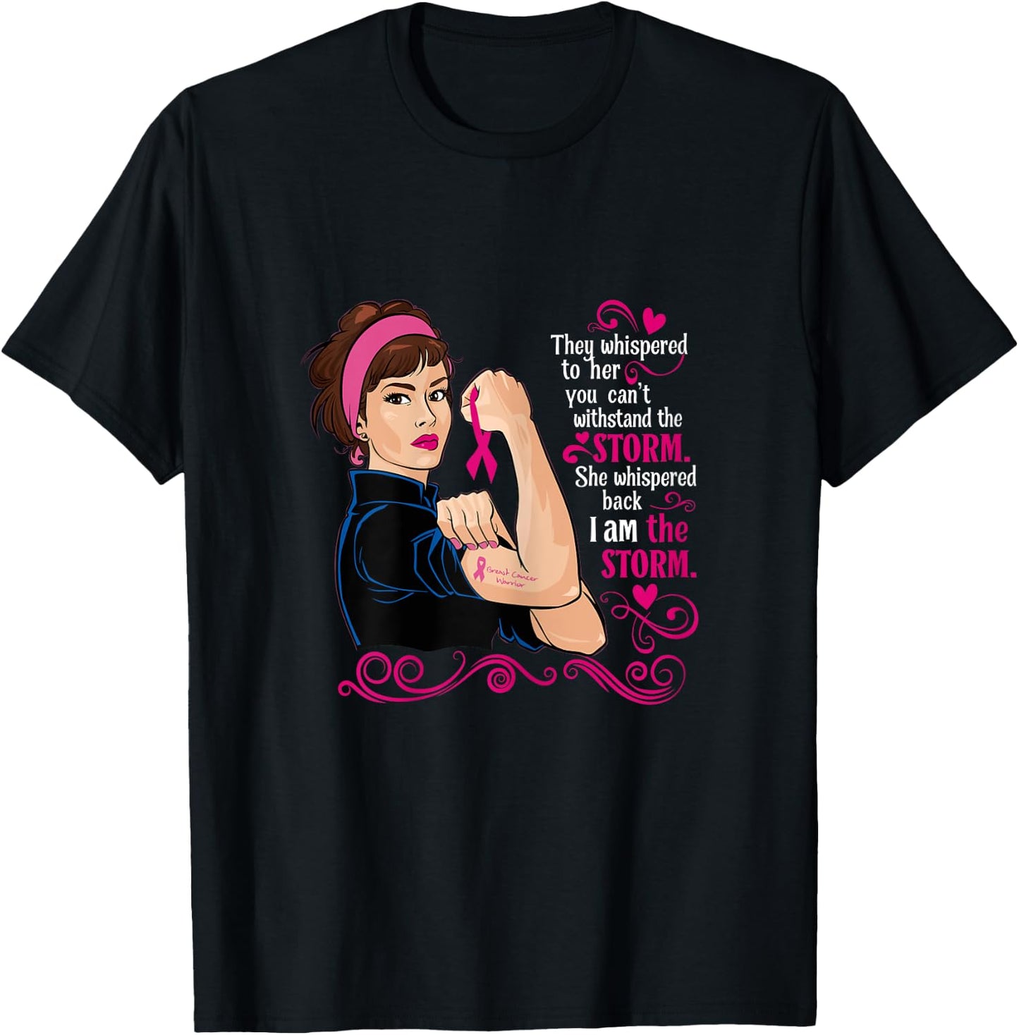I'm The Storm Pink Ribbon Breast Cancer Survivor Warrior T-Shirt - T-Shirt | Black