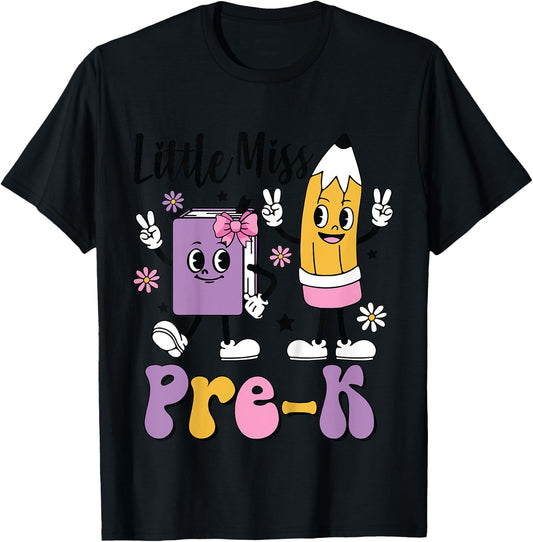 Little Miss Pre-K Kindergarten School toddler Girls Youth T-Shirt - T-Shirt | Black