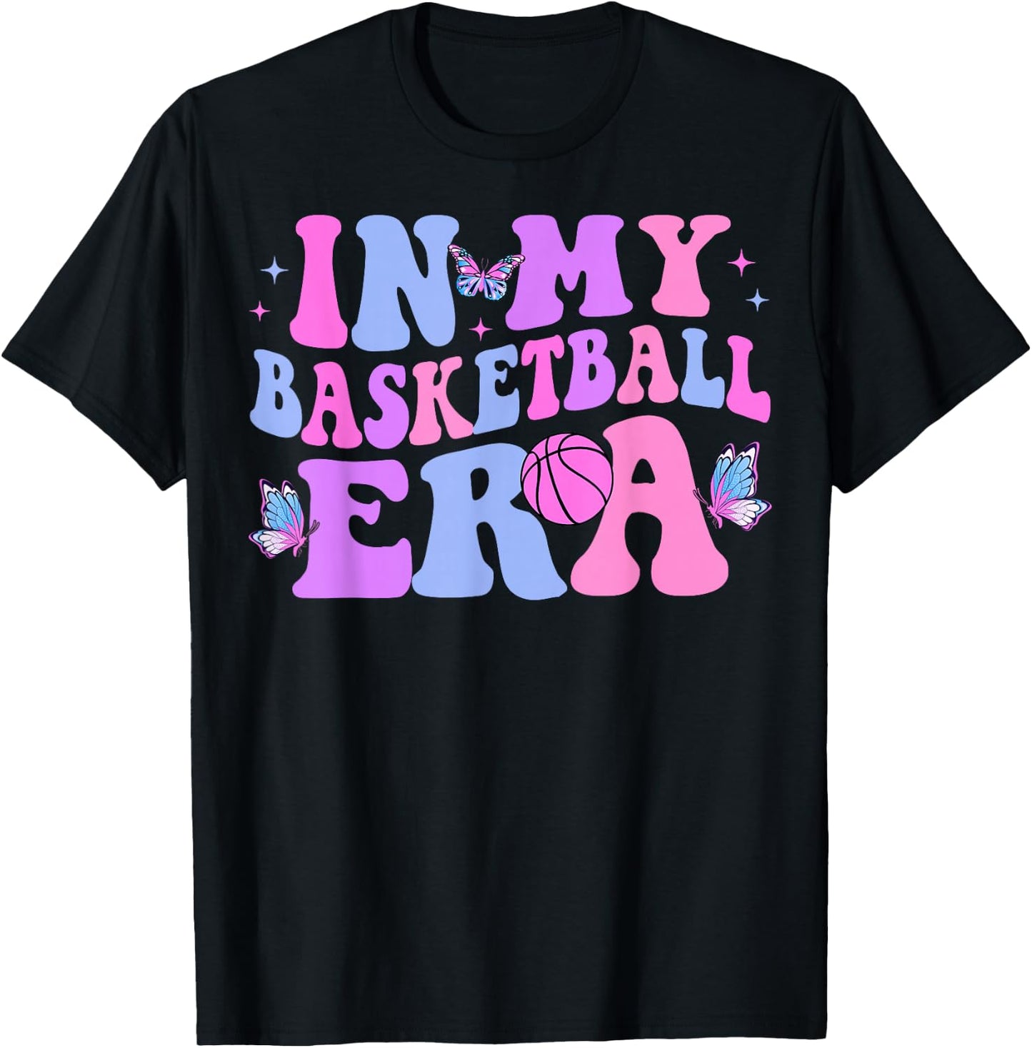 in My Basketball Era Groovy Basketball T-Shirt - T-Shirt | Black