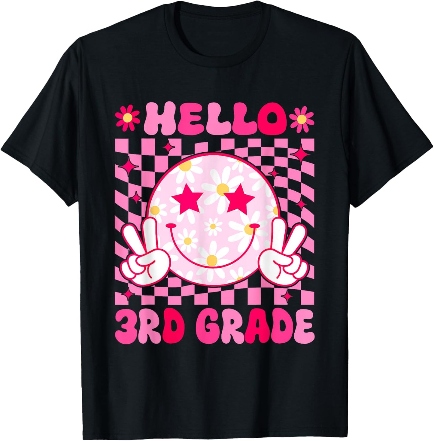 Hello 3rd Grade Back To School First Day Teachers Girls Kids T-Shirt - T-Shirt | Black