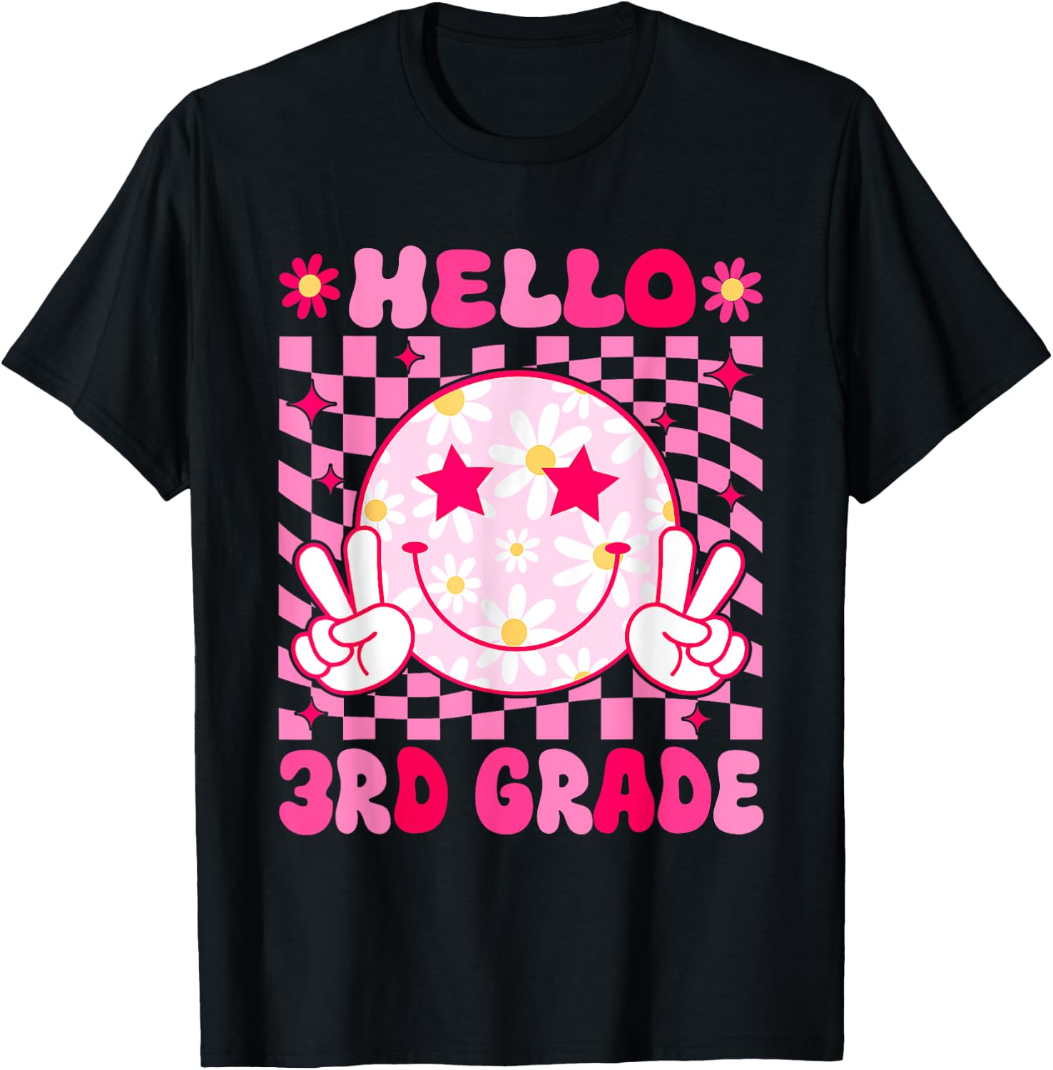Hello 3rd Grade Back To School First Day Teachers Girls Kids T-Shirt - T-Shirt | Black