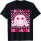 Hello 3rd Grade Back To School First Day Teachers Girls Kids T-Shirt - T-Shirt | Black