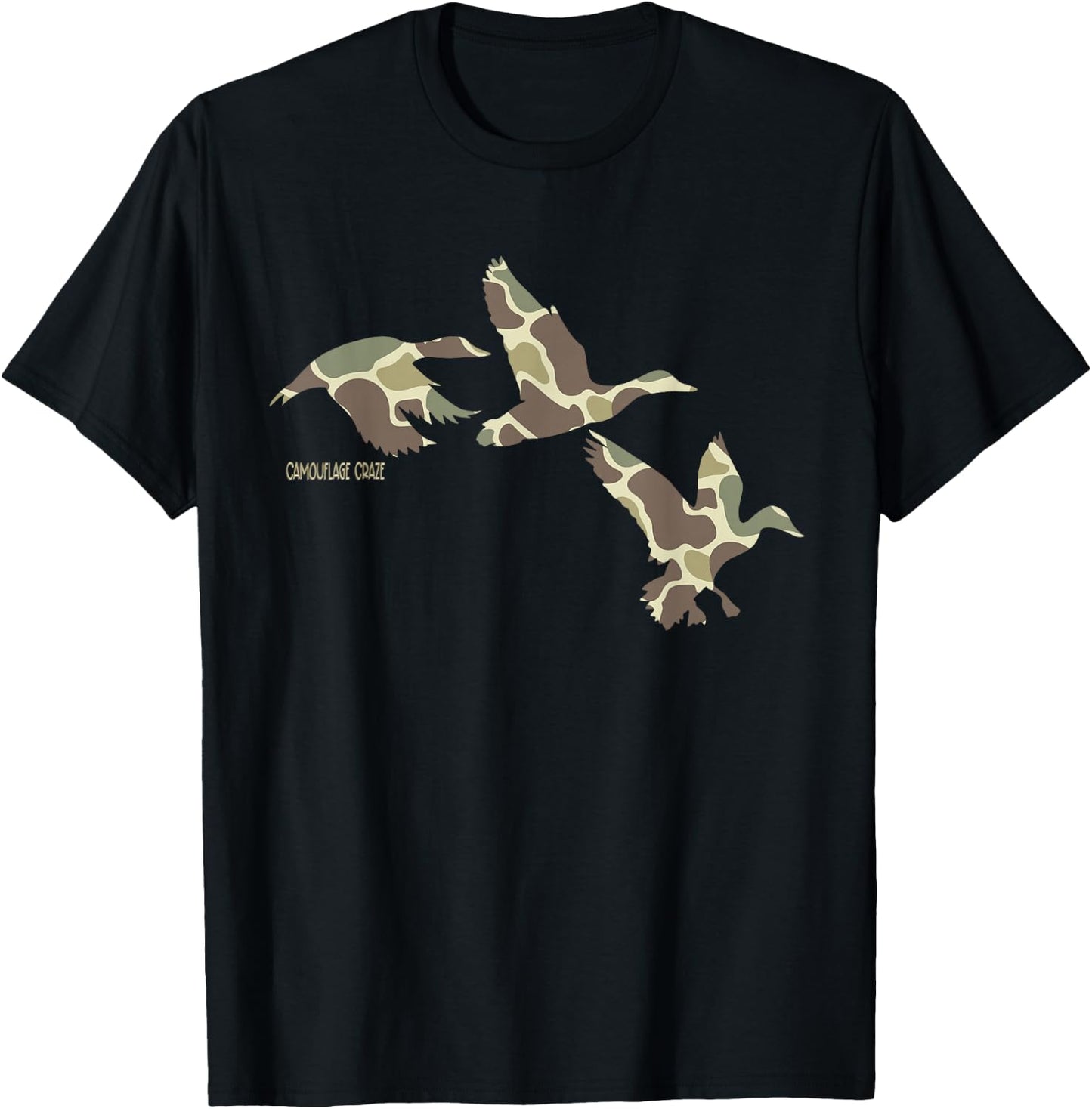 Flying Mallard Duck Camouflage Camo Duck Hunting Camo Hunter T-Shirt - T-Shirt | Black